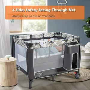 Costway Baby Travel Cot Foldable Playpen Infant Bassinet Cot Bed