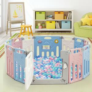 Costway 14 Panel Foldable Baby Playpen-Colorful