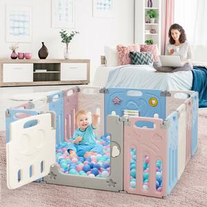 Costway 14 Panel Foldable Baby Playpen-Colorful