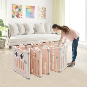 Costway 16 Panel Foldable Baby Playpen-Pink