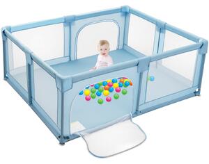 Costway Baby Playpen Portable Activity Centre with Gate-Blue