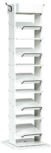 Costway 11 Tier 360° Rotating Shoe Organiser with 2 Hooks-White