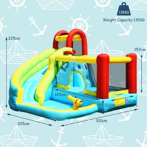 Costway Inflatable Bouncy Water Castle with Slide and Water Gun
