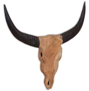 Wall-Mounted Bull Skull Sculpture Teak 69x6x60 cm