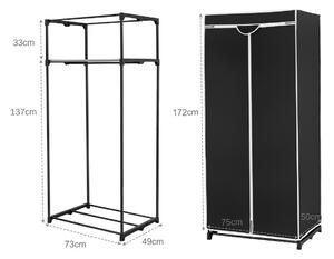Costway Double Canvas Wardrobe with Dust-proof Cover-Black