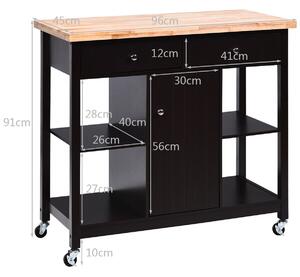 Costway Kitchen Island Trolley with Drawers and Shelves-Brown