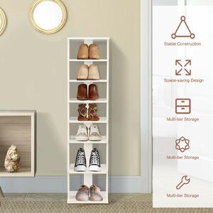 Costway Wooden Vertical Shoe Rack with 7 Shelves-White