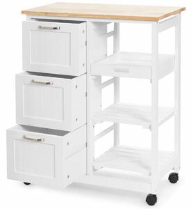 Costway Kitchen Island Trolley with Storage Drawer and Tray-White