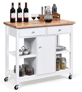 Costway Kitchen Island Trolley with Drawers and Shelves-White