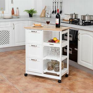 Costway Kitchen Island Trolley with Storage Drawer and Tray-White