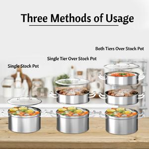 Costway 3-Tier Stainless Steel Steamer Pot with Handles and Lid