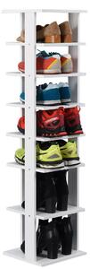 Costway Wooden Vertical Shoe Rack with 7 Shelves-White