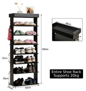 Costway Vertical Designed 7-Tier Shoe Rack with Hooks-Black