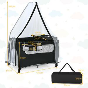 Costway Portable Bassinet Cot with Lockable Wheel and Carry Bag-Black