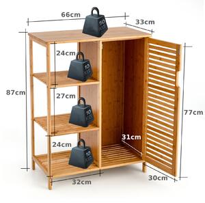Costway 3 Tier Multipurpose Bamboo Storage Cupboard and Shelves-Natural