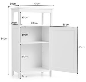 Costway Bathroom Floor Cabinet with Single Door and Adjustable Shelf