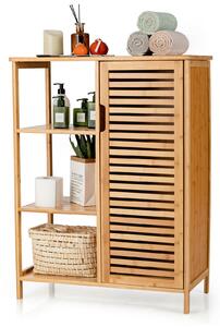 Costway 3 Tier Multipurpose Bamboo Storage Cupboard and Shelves-Natural