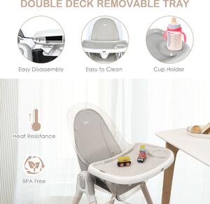 Costway Convertible Baby Highchair with Mesh Storage Bag and Footrest