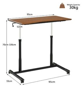 Costway Height Adjustable Laptop Table with Wheels for Home and Office-Coffee