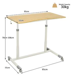 Costway Height Adjustable Laptop Table with Wheels for Home and Office-Beige