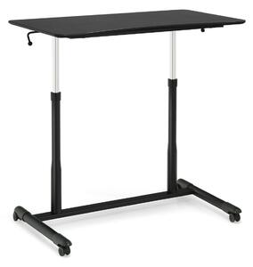 Costway Height Adjustable Laptop Table with Wheels for Home and Office-Black