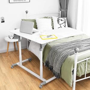 Costway Height Adjustable Laptop Table with Wheels for Home and Office-White