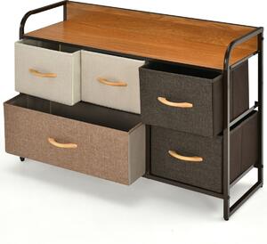 Costway 5-Drawer Dresser Storage with Foldable Fabric Drawers