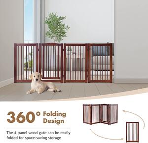Costway Costway 2/4 Panel Wooden Dog Gate with Lockable Door for Stairs-Size 1