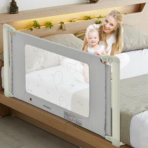 Costway Baby Bed Rail Guard with Double Safety Lock for Queen Size-Size 1