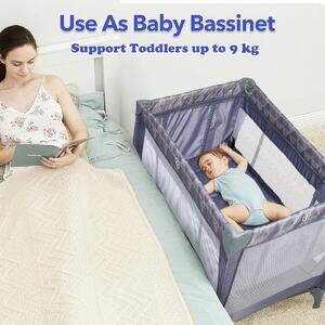 Costway 3 in 1 Convertible Bassinet Cot with Changing Table and Toy Bar-Grey