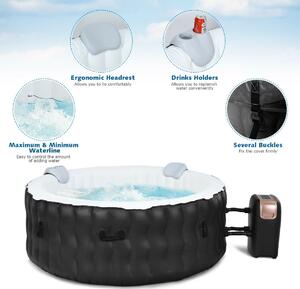 Costway Inflatable Hot Tub with 108 Massage Bubble Jets and Headrest-Black
