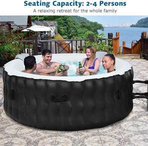 Costway Inflatable Hot Tub with 108 Massage Bubble Jets and Headrest-Black