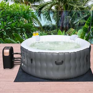 Costway Inflatable Hot Tub with 108 Massage Bubble Jets and Headrest-Grey