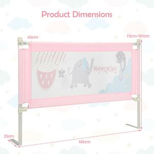 Costway 145CM Baby Bed Rail with Double Safety Lock and Adjustable Height-Pink