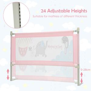Costway 145CM Baby Bed Rail with Double Safety Lock and Adjustable Height-Pink