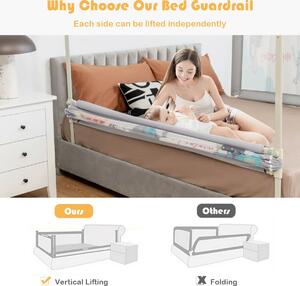 Costway 175CM Baby Bed Rail Guard with Double Safety Lock and Adjustable Height-Grey