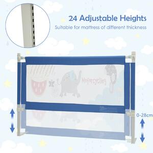 Costway 145CM Baby Bed Rail with Double Safety Lock and Adjustable Height-Blue