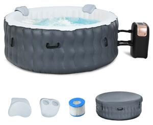 Costway Inflatable Hot Tub with 108 Massage Bubble Jets and Headrest-Grey