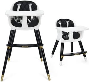 Costway 3-in-1 Convertible Baby Highchair with 5-Point Harness and Footrest-Black
