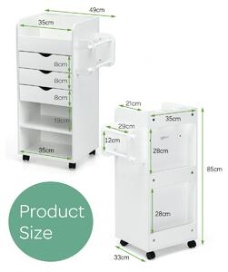 Costway Rolling Craft Storage Cart with 3 Drawers and Lockable Casters