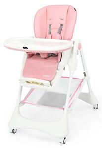 Costway 4 in 1 Folding Baby High Chair with Removable Tray and Storage-Pink