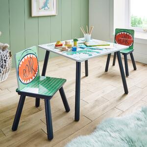 Kid's Dino Table and Chairs Set MultiColoured