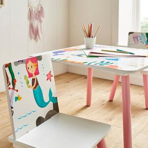 Kids Mermaid Table and Chairs Set MultiColoured