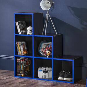 Black 6 Cube Storage Unit Blue
