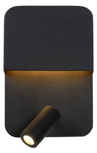 Boxer LED wall light with spotlight, black
