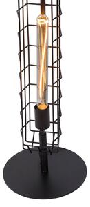 Lattice floor lamp with a metal cage