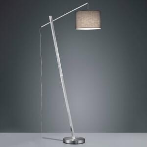 Padme floor lamp, grey fabric lampshade