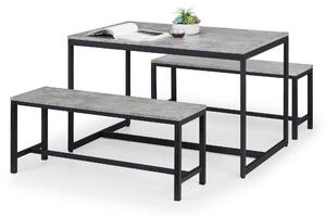 Staten Rectangular Dining Table with 2 Benches, Grey Grey