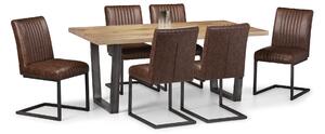 Brooklyn Rectangular Dining Table with 6 Chairs, Solid Oak Brown