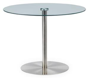Milan 4 Seater Round Glass Top Dining Table Silver